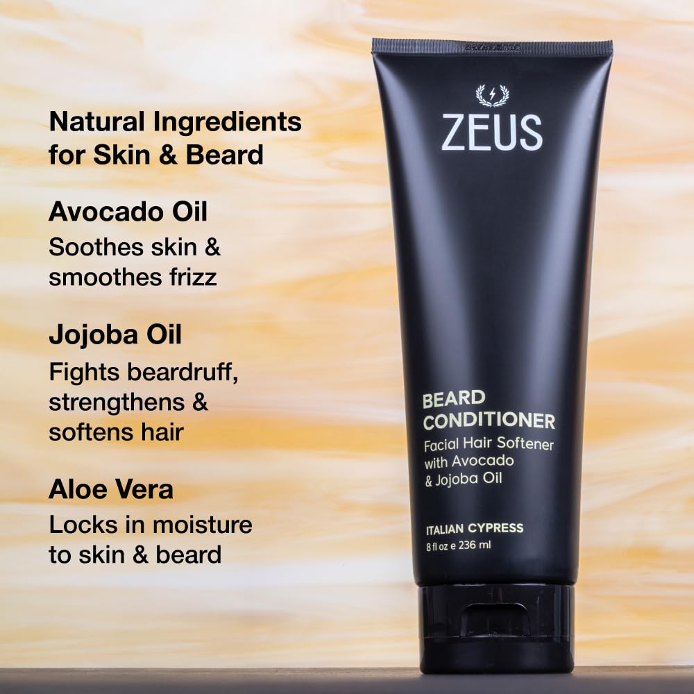 ZEUS Beard Conditioner for Men, Softening Formula (8 oz) Italian Cypress