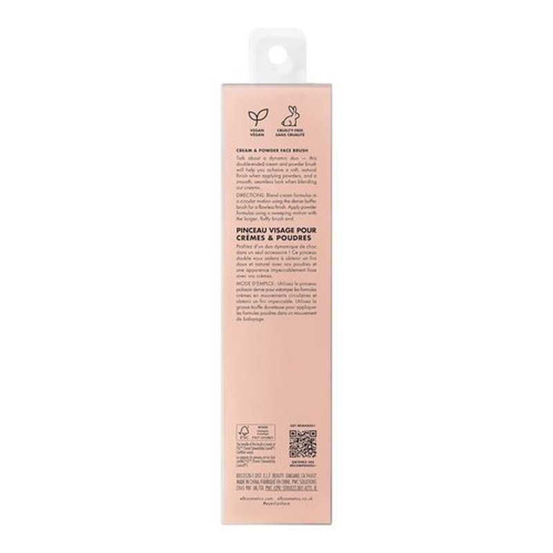 e.l.f. Dual-Ended Cream & Powder Brush - Two-in-One Makeup Tool for Airbrushed Complexion, Vegan & Cruelty-Free