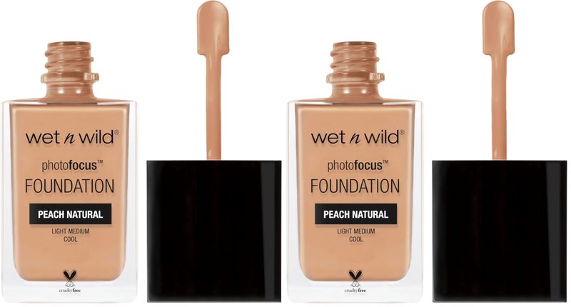 wet n wild Photo Focus Matte Liquid Foundation Peach Natural, Vegan & Cruelty-Free (Pack of 2)