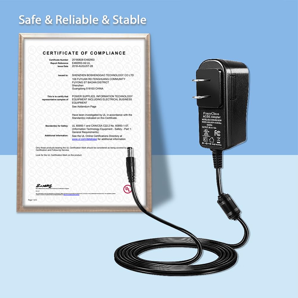 FOUCECLAUS Ac Dc Power Adapter Compatible with Brother P-Touch PT-D210 PTD 210 PTD220 PT-N20 PT-D200VP PTH110 Label Maker, UL Listed Power Supply Charger for Brother AD-24 AD-24ES AD-20 AD-30