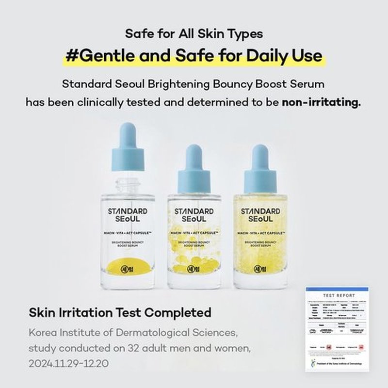 STANDARD SEOUL Brightening Bouncy Boost Serum – Radiance-Boosting K-Beauty Serum with Niacinamide, Vitamin C Blend, Lightweight Dual-Phase Glow Formula (30ml)