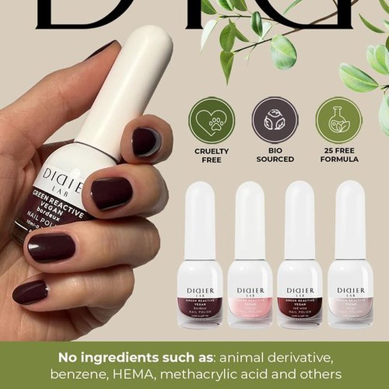 DIDIER LAB Green Reactive - Forbidden - Vegan Nail Polish Non Toxic - Long Lasting - Hema Free - Cruelty Free - Black Nail Polish - 25 Free Formula - 0.34 Fl Oz