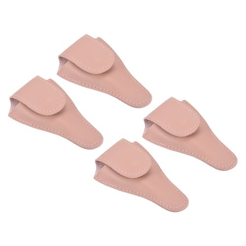 PATIKIL 4.5"x2.6" Embroidery Scissors Sheath, 4 Pack PU Leather Nail Cuticle Scissor Cover Small Pointed Nippers Scissors Protective Case, Pink