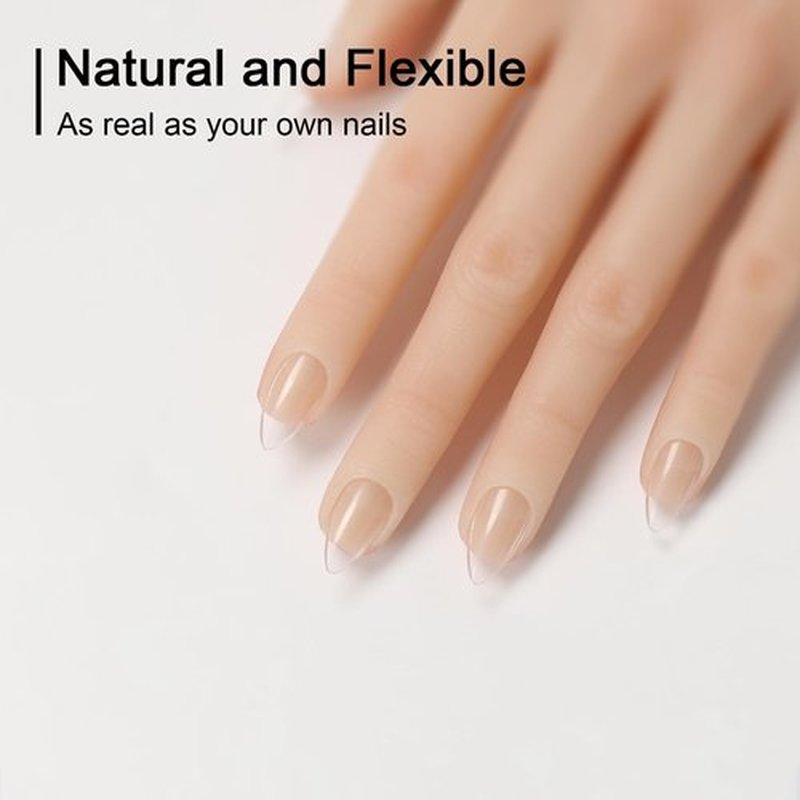 GazePlus X Short Stiletto Clear Fake Nail Tips, 600 pcs Full Cover Half Matte Pre-shaped Soft Gel Nail Tips Set with 12 Sizes for Nail Extension Acrylic Nails Perfect for Home Salon