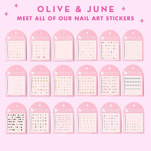 Olive & June Nail Art Stickers | Easy-to-Use Nail Designs | Nail Art Made Easy | Hand-Screened, No-Fade Ink | Accent, Mix & Match, or Cover Chipped Polish | Smiley Faces