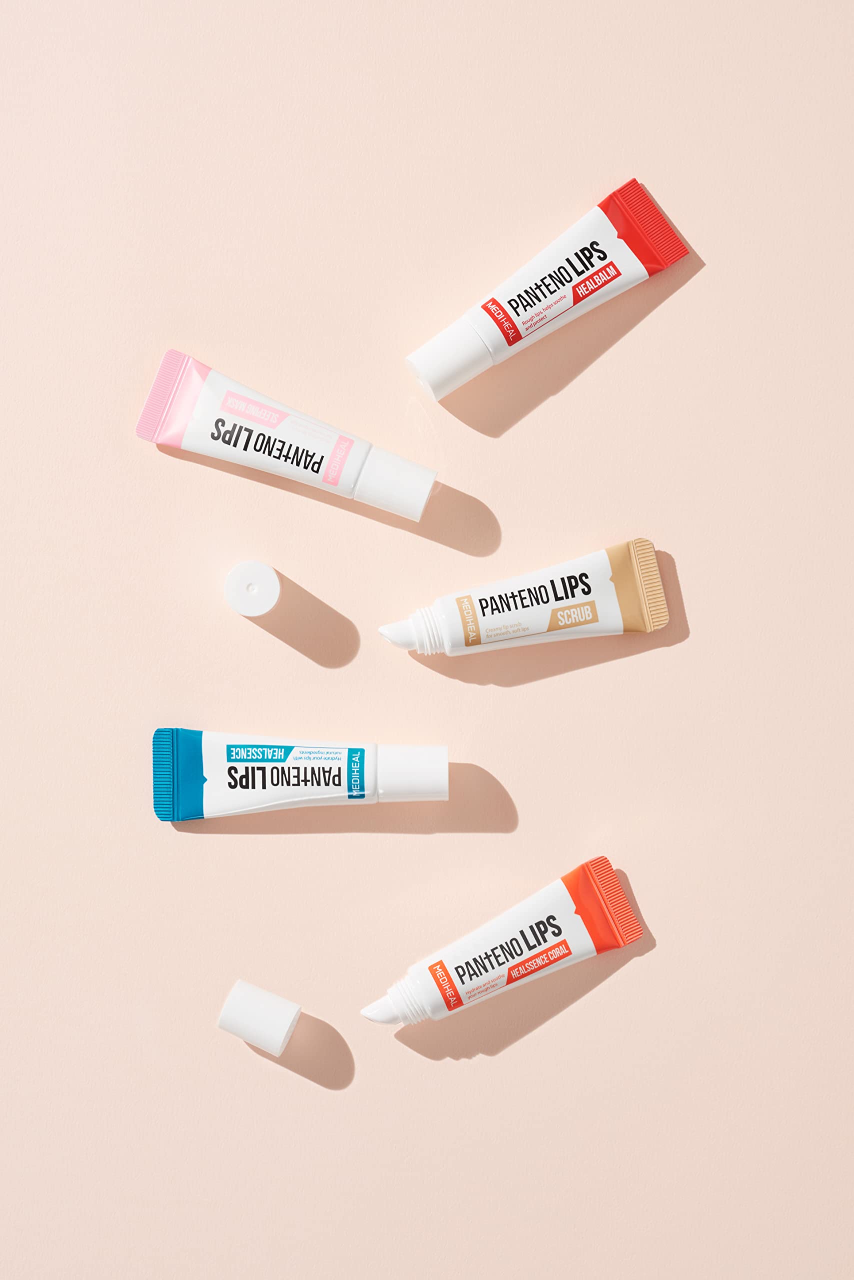 MEDIHEAL Pantenolips Lip Scrub 2 Pack Removes Rough Dead Skin Cells Moist Dry Lips, Panthenol Micro Walnut Shell Powder
