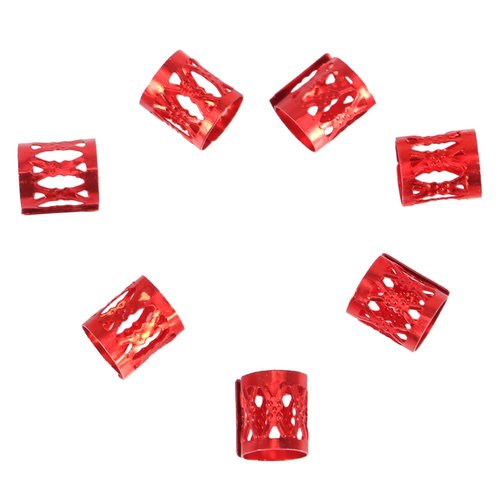 100PCS Braiding Beads Metal Cuffs,New Colorful Dreadlocks Beads Hair Braid Rings Clips Dread Locks, Rings Cuff Hair Decoration Braiding Filigree Tube Hair Jewelry (red)