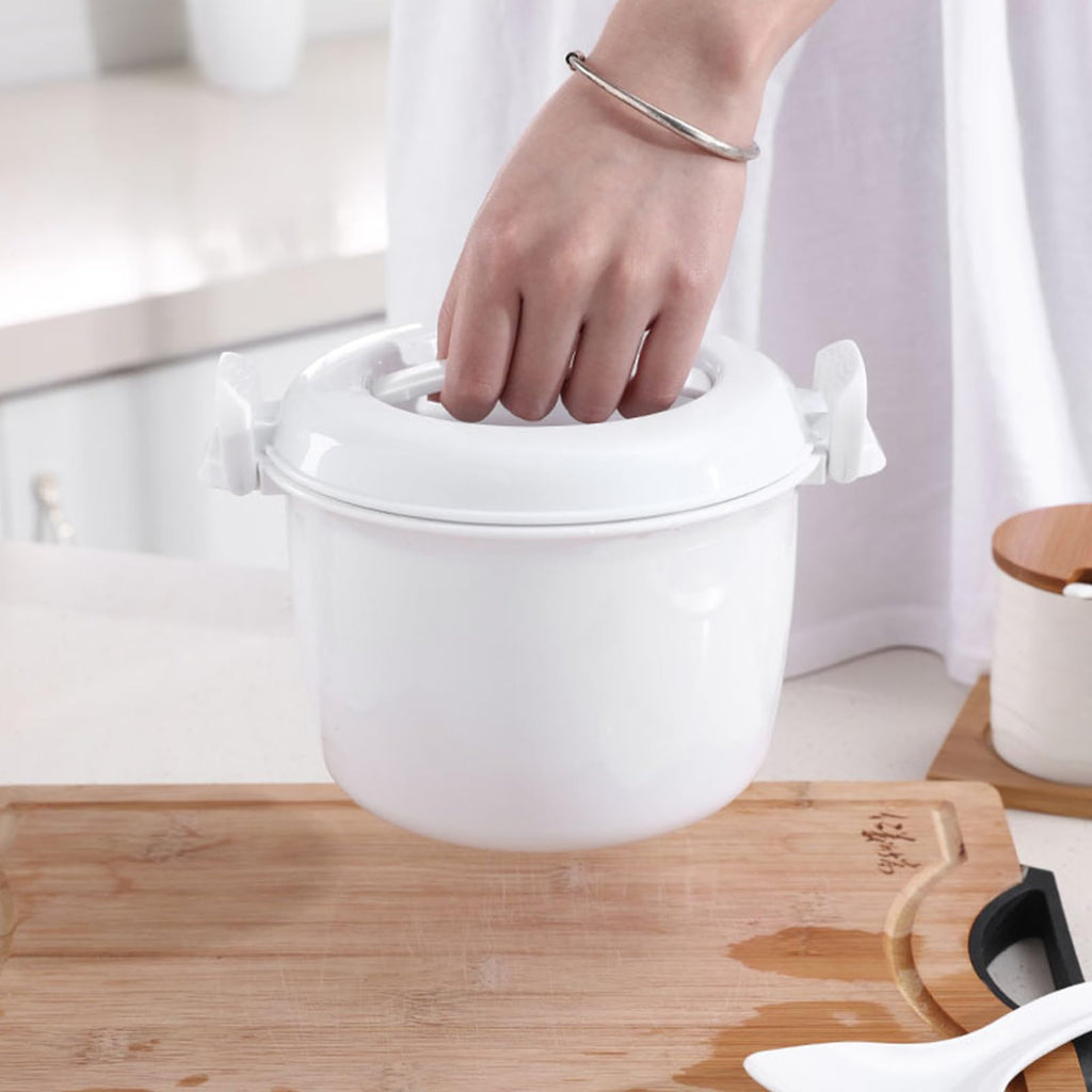 Angoily Microwave Rice Cooker: Portable Microwave Rice Steamer for Vegetable, Microwavable Pasta Cookware, Kitchen Non- Stick Pot Bacon Cooker for Cooking Soup Stews Oatmeal Steamer Food 18x18x15cm