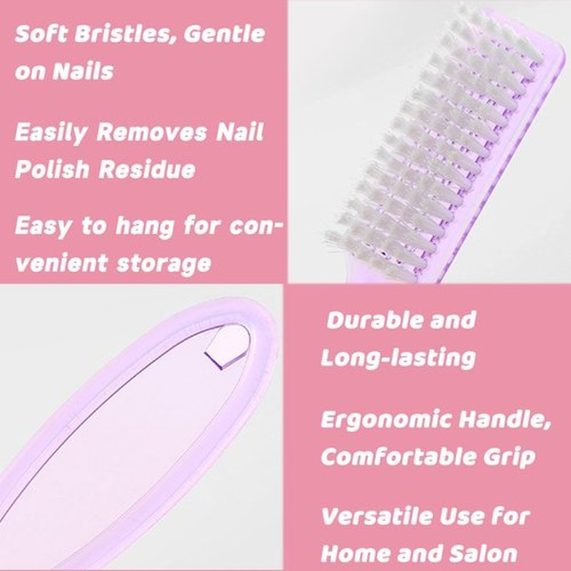 Bertork Handle Grip Nail Brush Set, 10-Pack Small Fingernail & Toenail Cleaning Brushes for Hands, Ergonomic Plastic, Multicolor