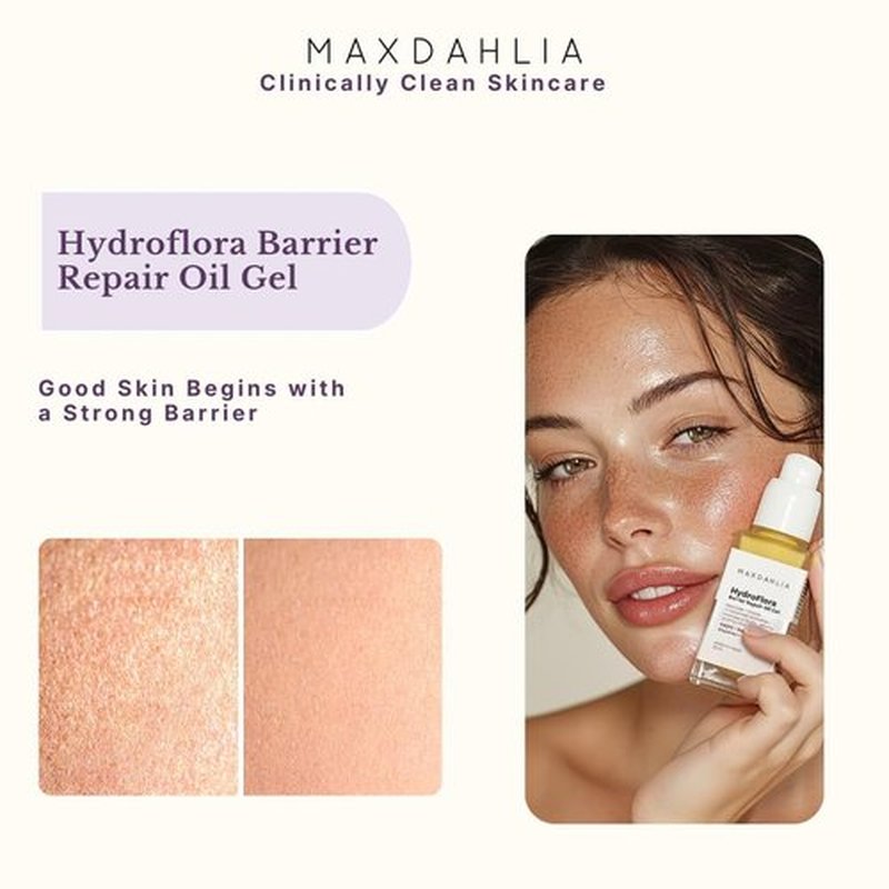 Hydroflora Barrier Repair Oil Gel – Glow-Boosting Anti-Aging Moisturizer with Bakuchiol, CoQ10 & Abyssinian Oil | Deep Hydration for Dry, Dehydrated & Sensitive Skin | Smooths Fine Lines
