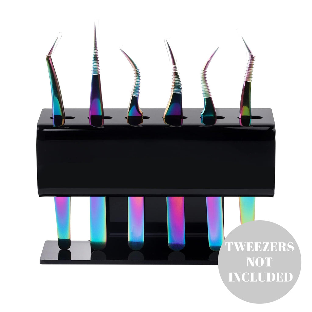 Lash Extension Supplies GEMERRY Tweezer Holder Tweezer Stand for Eyelash Extension Supplies Accessories Tools Acrylic Display Storage 6 Pcs Tweezers Shelf Holder (Black)