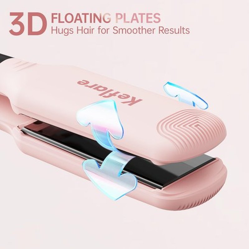 Keflare 1.7-inch Hair Straightener, Fast-Heating Flat Iron with 7 Adjustable Temperature Settings and Dual Voltage Auto-Adjustment, Suitable for Home and Global Travel