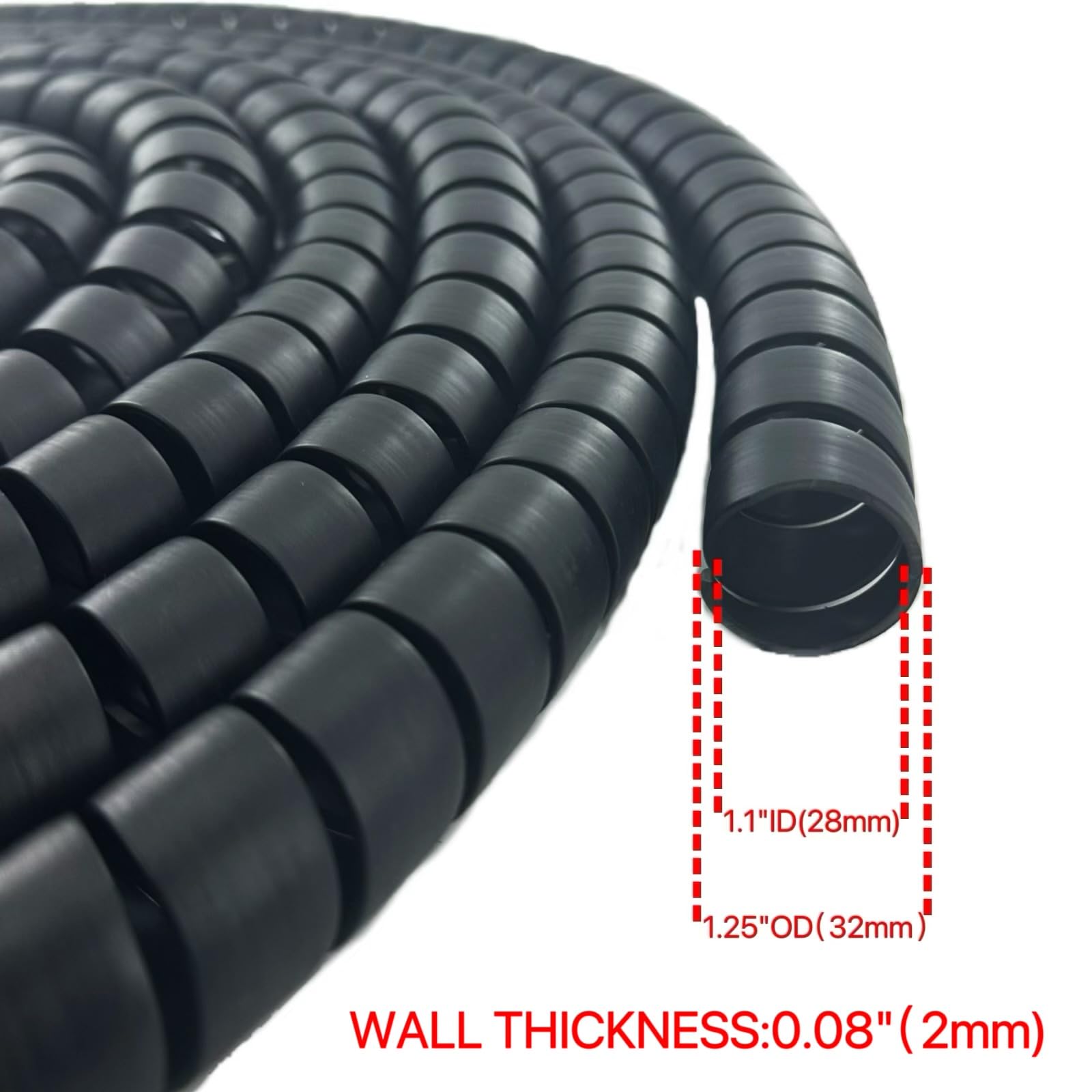 XIENLIU Spiral Wrap Hose Cable Protector - 1.25" OD x 20' Pre-Cut Lengths-Safe Hose Protector to Avoid Wear and Extend Life for Hydraulic Pneumatic Hoses