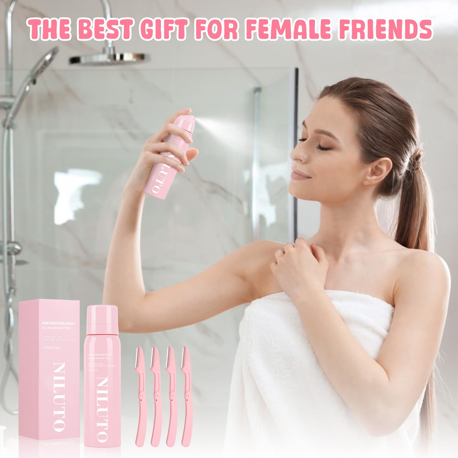 2Pack Hair Identifier Spray for Face Shaving, Moisturizing and Skin Care Dermaplaner Spray,Skin Body Hair Identifier Comfortable Face Shaving Powder (Pink 2pack 01)