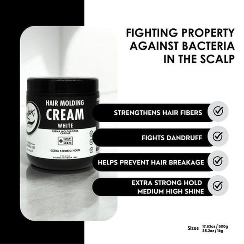 Rolda White Molding Hair Cream for Men - Curl-Defining Hair Styling Cream with Medium-Strong Hold, Natural Finish & Medium Shine - Moisturizing & Anti-Frizz Formula - Alcohol & Paraben-Free (17.6 oz)
