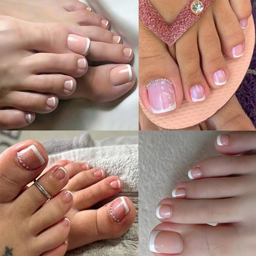 SWRITATSK Press On Toe Nails,French Press On Toenails For Women,Square Toe Nail Press Ons Toe Nails,120Pcs Toe Nail Tips,12 Sizes Ombre Pink Wearable Full Cover Fake Toenails,False Nails Gel Toe Nails