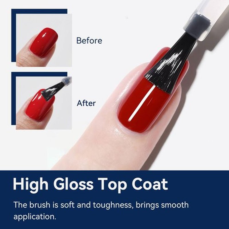 JODSONE Gel Top Coat - No Wipe Clear Finish for Long-Lasting Shine | 16.5ml Cured with UV Lamp