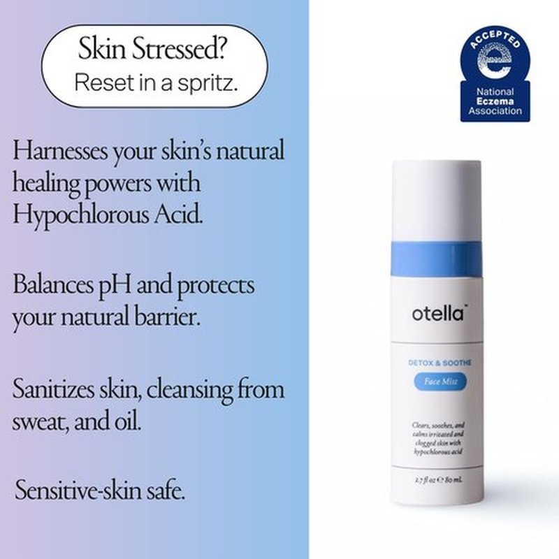 Otella Detox & Soothe Face Mist with Hypochlorous Acid .02% | 2.7 oz | Helps Reduce Redness, Irritation, Breakouts | Rosacea, Eczema, Sensitive-Skin Safe | Barrier Protecting & Skin Cleansing Toner