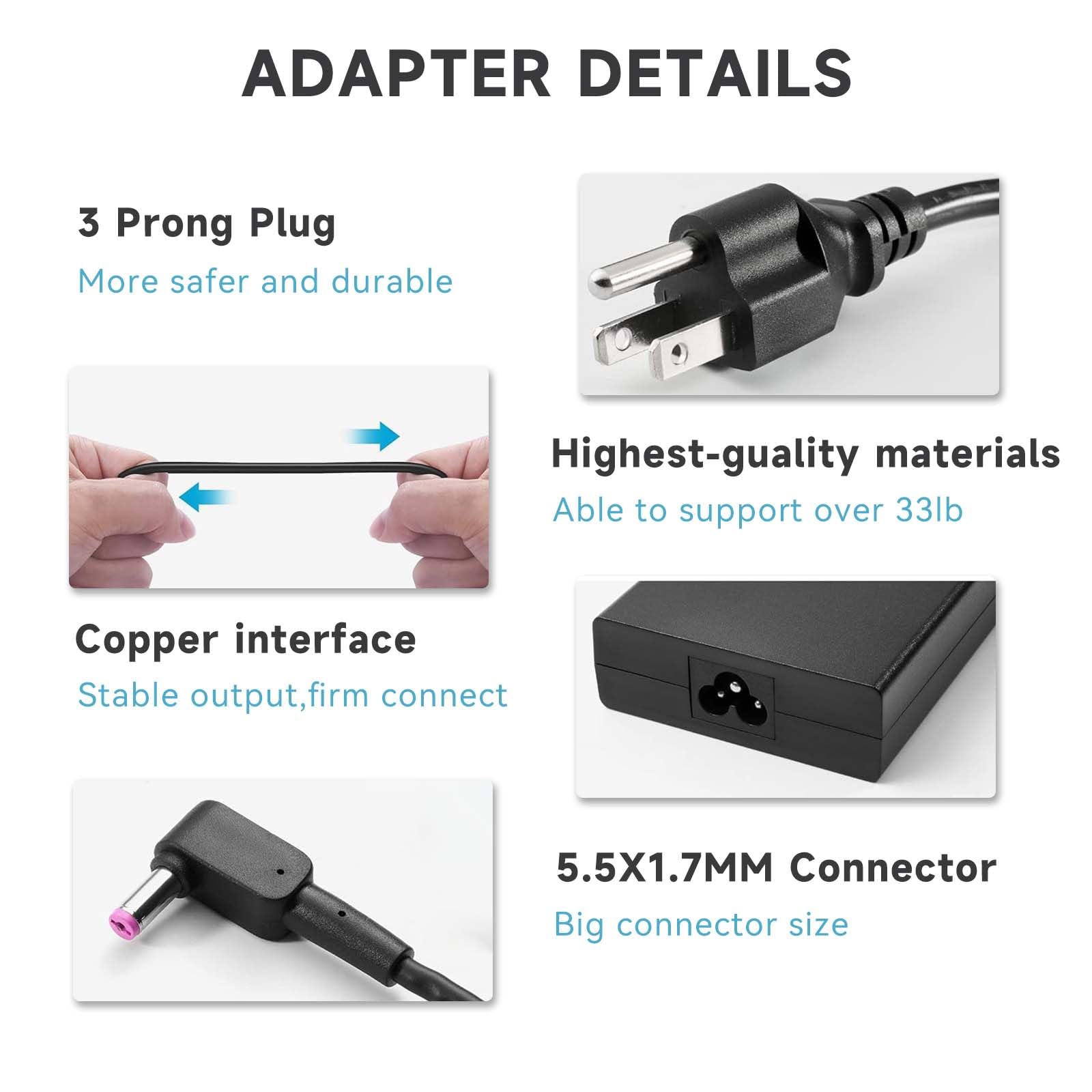 135W AC Adapter Charger Compatible with Acer Nitro 5 AN515-55 AN515-54 AN515-51 AN515-52 AN515-43 AN515-44 Aspire 7 A715-71G A715-72G A715-75G, ConceptD Aspire V15 V17 VN7-591G, Power Supply Cord