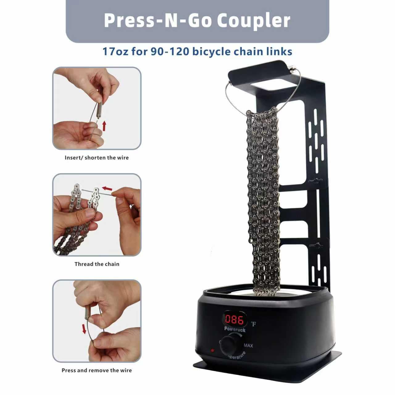 Poweruck Bicycle Chain Wax Melting Pot, 17oz Bike Chain Waxing Melter with Precise Temperature Control, Quick Melting and Bicycle Chain Cooling Hanger Stand