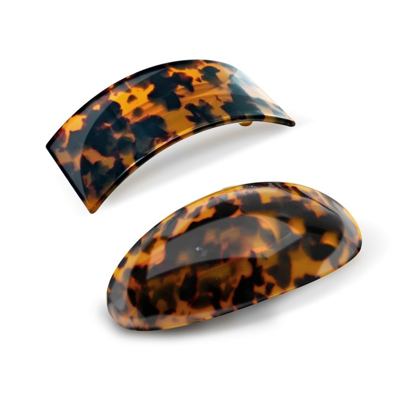 YIERSO French Oval Barrette Hair Clips,Acetate Large Vintage Tortoise Shell Barrettes,Strong Hold No-Slip Grip Metal Clasp,2-Pack 4"&3" Hair Accessories for Thick Wavy Long Hair Women Gift (Tortoise)