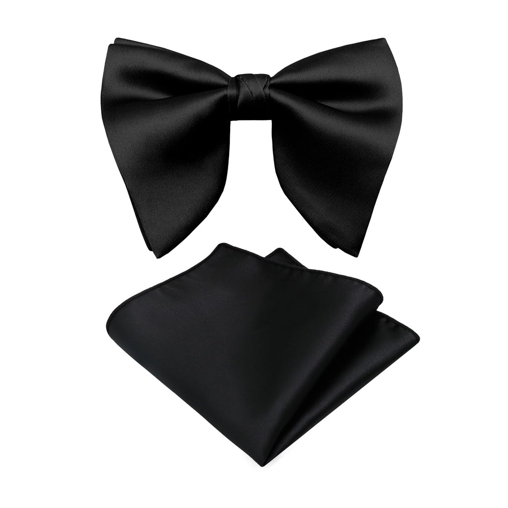 Luckyvestir Oversized Bow Ties for Men, Pre Tied Clip on Men's Black Bowtie for Wedding Tuxedo Banquets Formal Wear