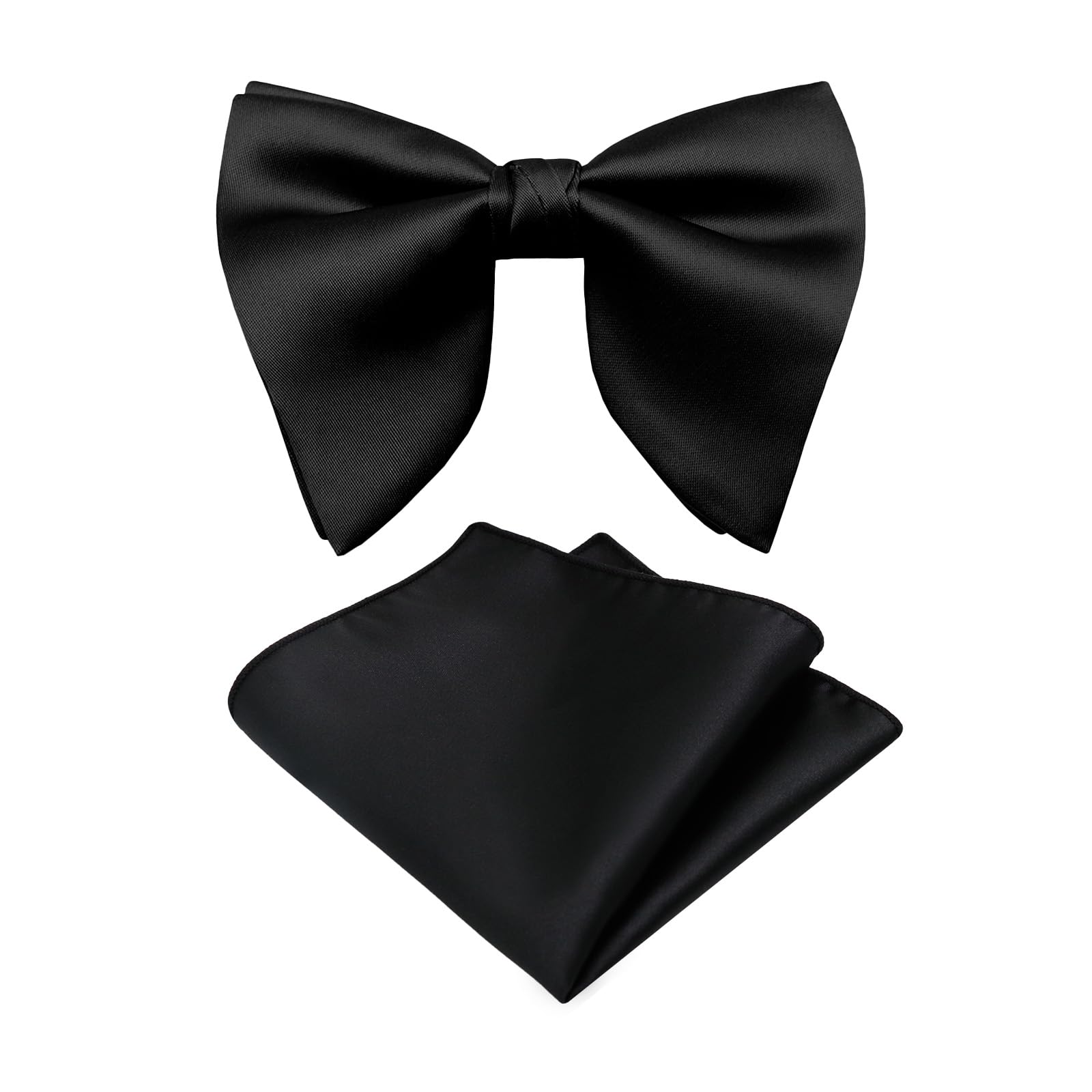 Luckyvestir Oversized Bow Ties for Men, Pre Tied Clip on Men's Black Bowtie for Wedding Tuxedo Banquets Formal Wear