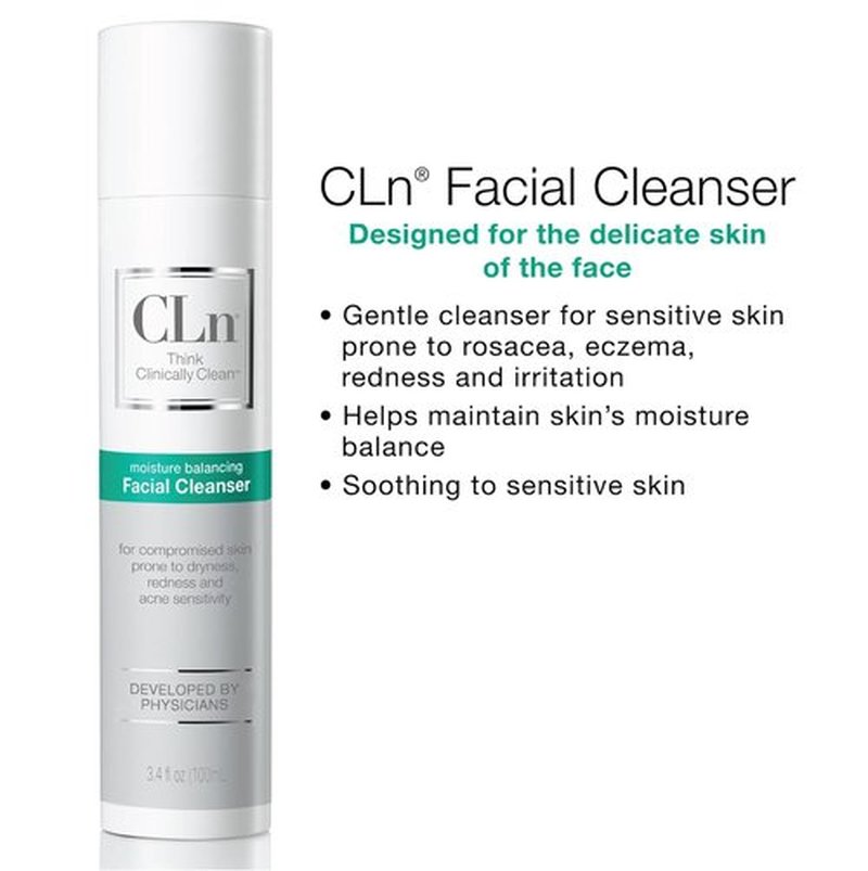 CLn® Facial Cleanser - Hydrating Formula for Dry, Sensitive Skin | Fragrance-Free & Paraben-Free, 3.4 fl. oz.