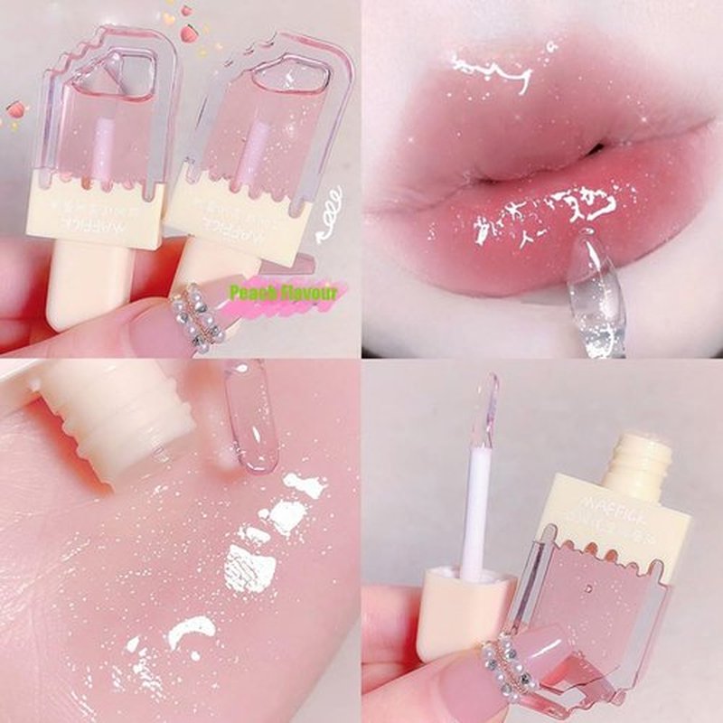 Pakivs 3Pcs Clear Cute Lip Gloss Set,Fruit Flavored Lip Oil Set,Long Lasting Moisturizing,Hydrating Lip Glow Oil,Party Gift,Non-toxic
