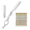 Ptwola 11 Pcs Hair Thinning Styling Razors Hair Styling Razor with Replacement Blades Stainless Steel Professional Texturizing Cutting Razor Kit for Salon and Home