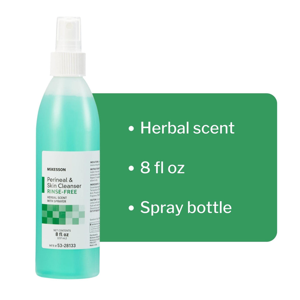 McKesson Perineal Skin Cleanser, 8 oz [Pack of 1] Rinse-Free Body Wash for Incontinence or Ostomy Care, Herbal Scent