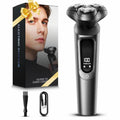 Electric Razor for Men, IPX8 Waterproof with Type-C Quick Charge, 3D Flex Blades & Pop-Up Trimmer, 60min Runtime, Travel Lock, Wet & Dry Shave,Ash Gray