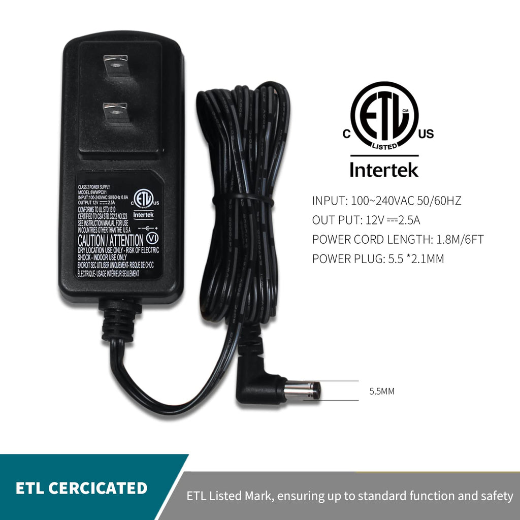 Power Adapter for Aerogarden Harvest Elite 360 Slime Series All Modes, Power Supply Cord Plug Output AC 12V 2.5A Part# 6wwpc01