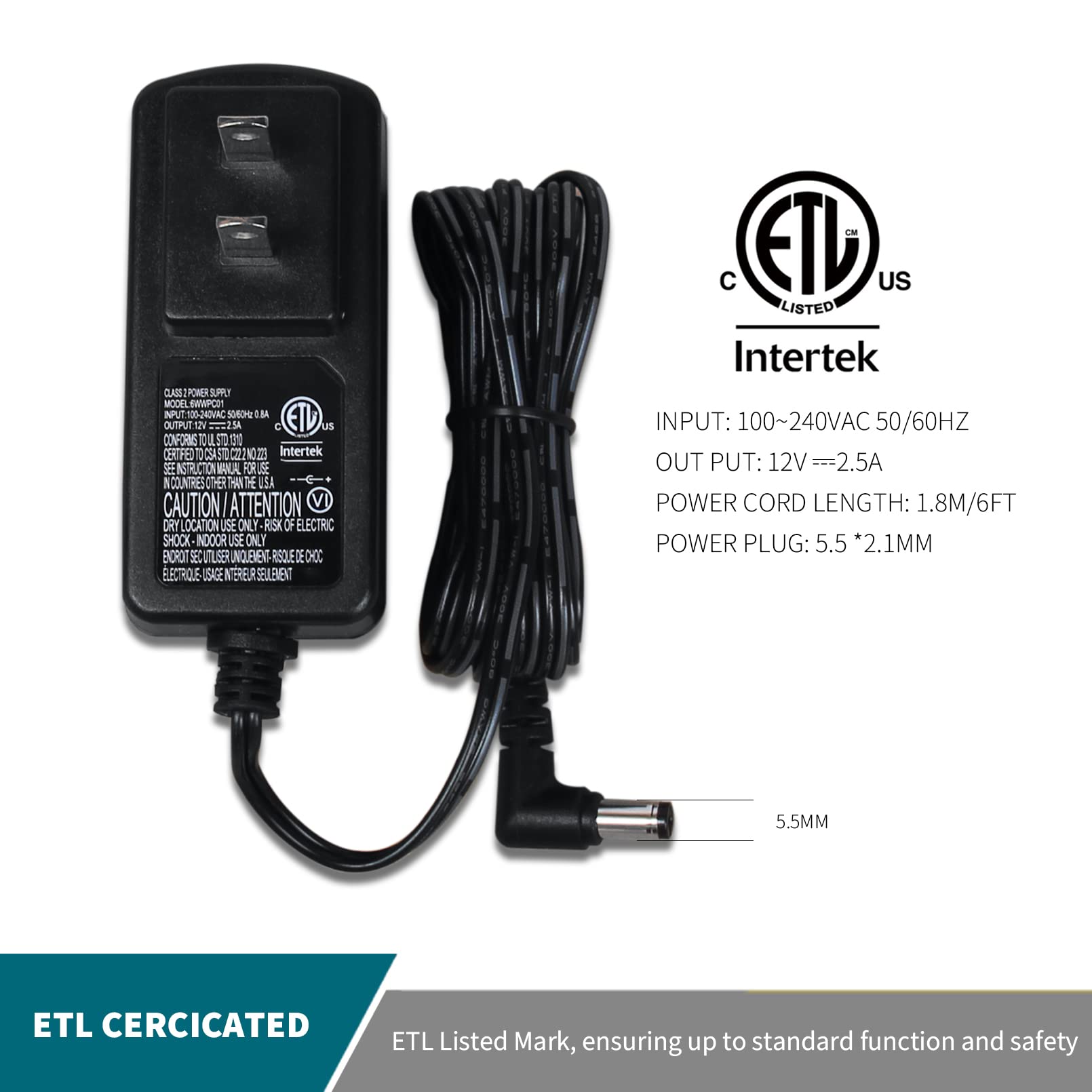 Power Adapter for Aerogarden Harvest Elite 360 Slime Series All Modes, Power Supply Cord Plug Output AC 12V 2.5A Part# 6wwpc01