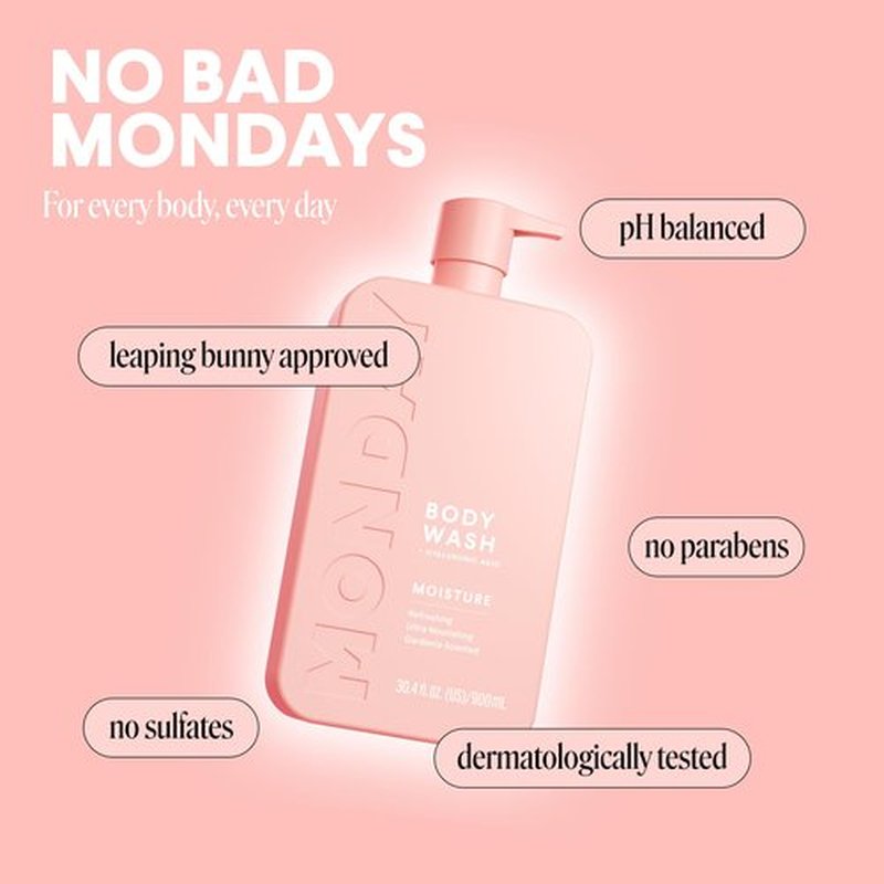 MONDAY HAIRCARE MOISTURE Body Wash with Hyaluronic Acid, Shea Butter, Coconut Oil & Grapefruit Extract for Normal to Dry Skin 900 mL (Dual Pack)