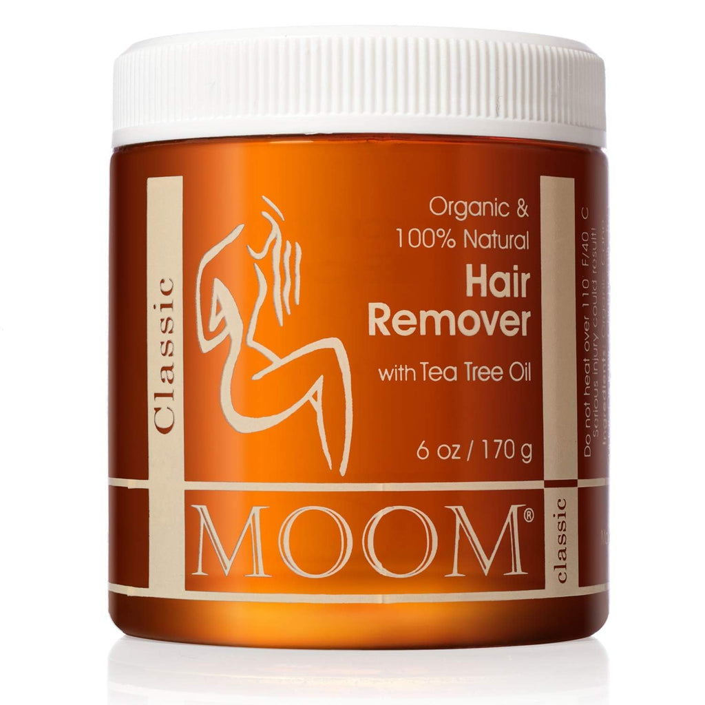 MOOM USDA Organic Sugar Wax Hair Removal, 6 oz Soft Wax Jar with Tea Tree Oil - Sugaring Paste for Face, Bikini & Brazilian, Body & Leg Wax for Women & Men (Strips & Sticks NOT Included)