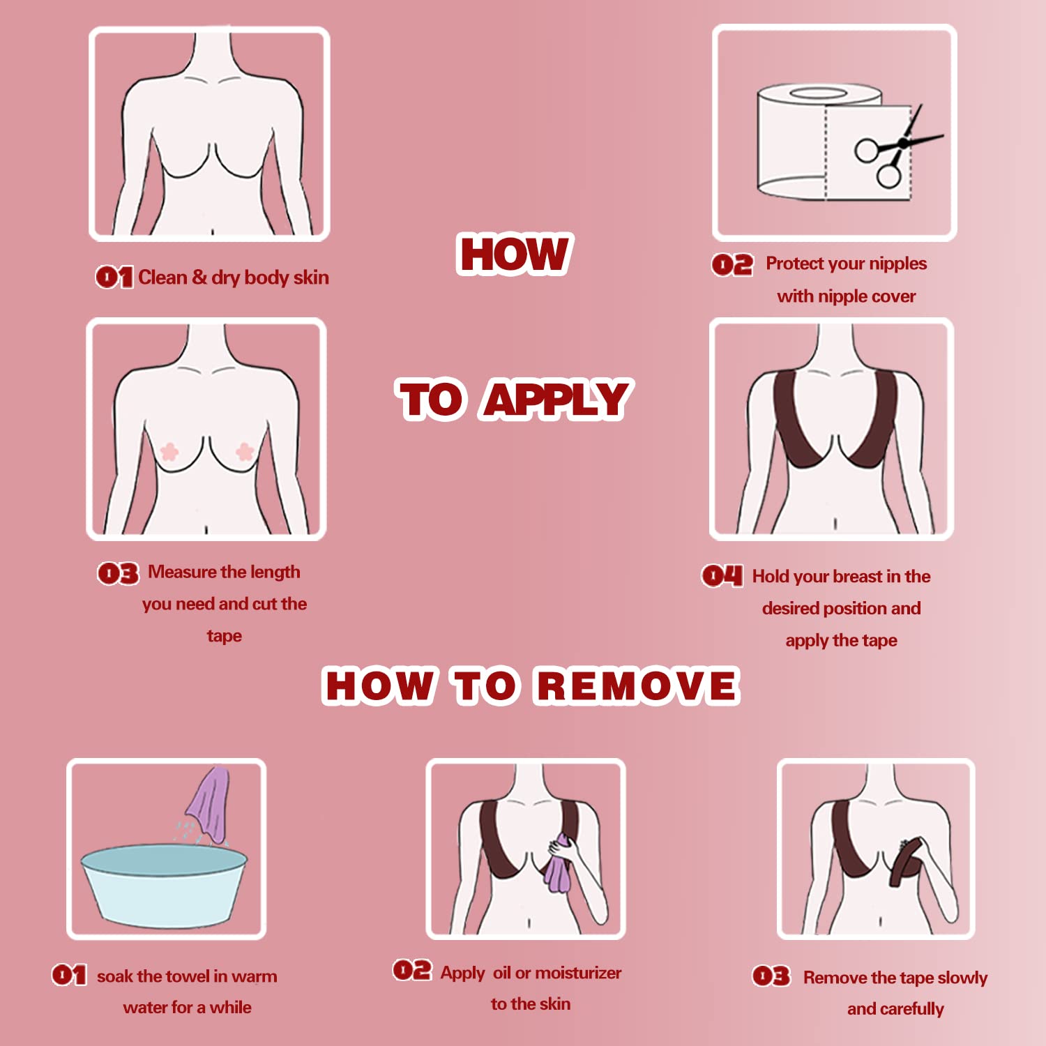 BEWTEIM Adhesive Boob Tape, Boobytape for Breast Lift