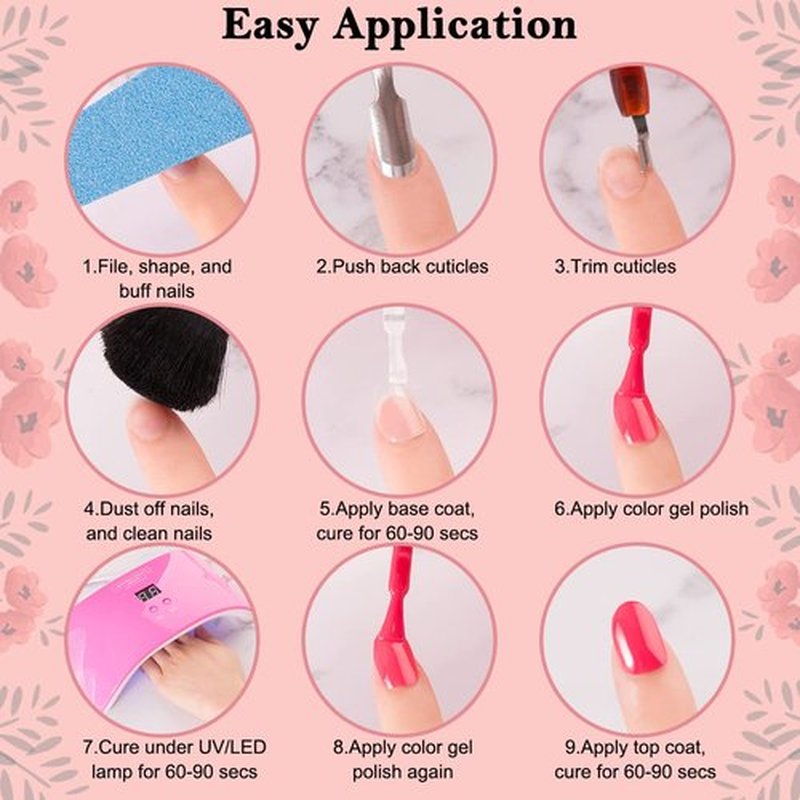 Lavender Violets 27+3 Colors Gel Nail Polish Kit with UV Light 24W Nail Dryer Pink Brown White Gel Nail Polish Set, Soak Off Base and Top Coat, Nail Tool, French Nail Art Starter Kit Gift R974