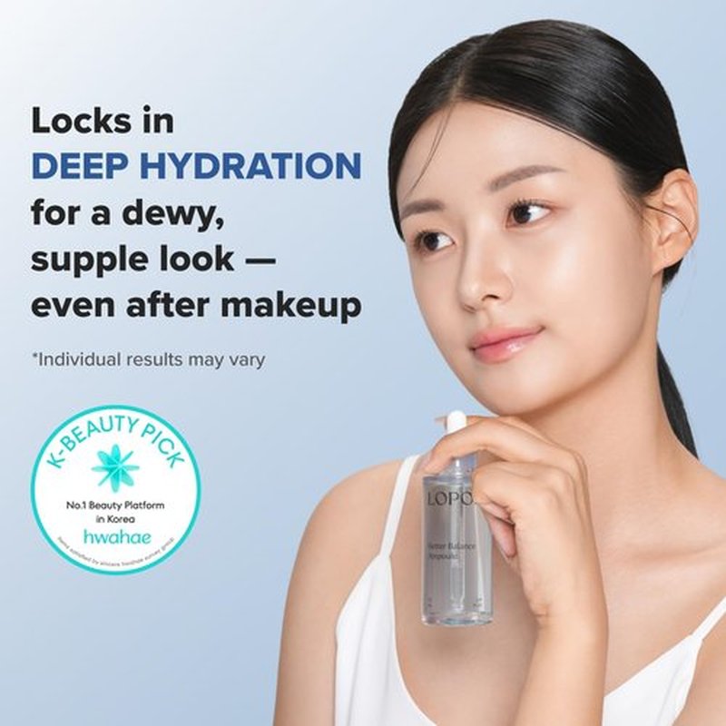 LOPOE Better Balance Ampoule - Facial Serum for Glass Skin, Blue Agave, Including panthenol. Skin Relief with Hyaluronic Acid, Soothing and hydrating, Vegan, Korean Skincare (1.69 Fl. Oz, 50ml)