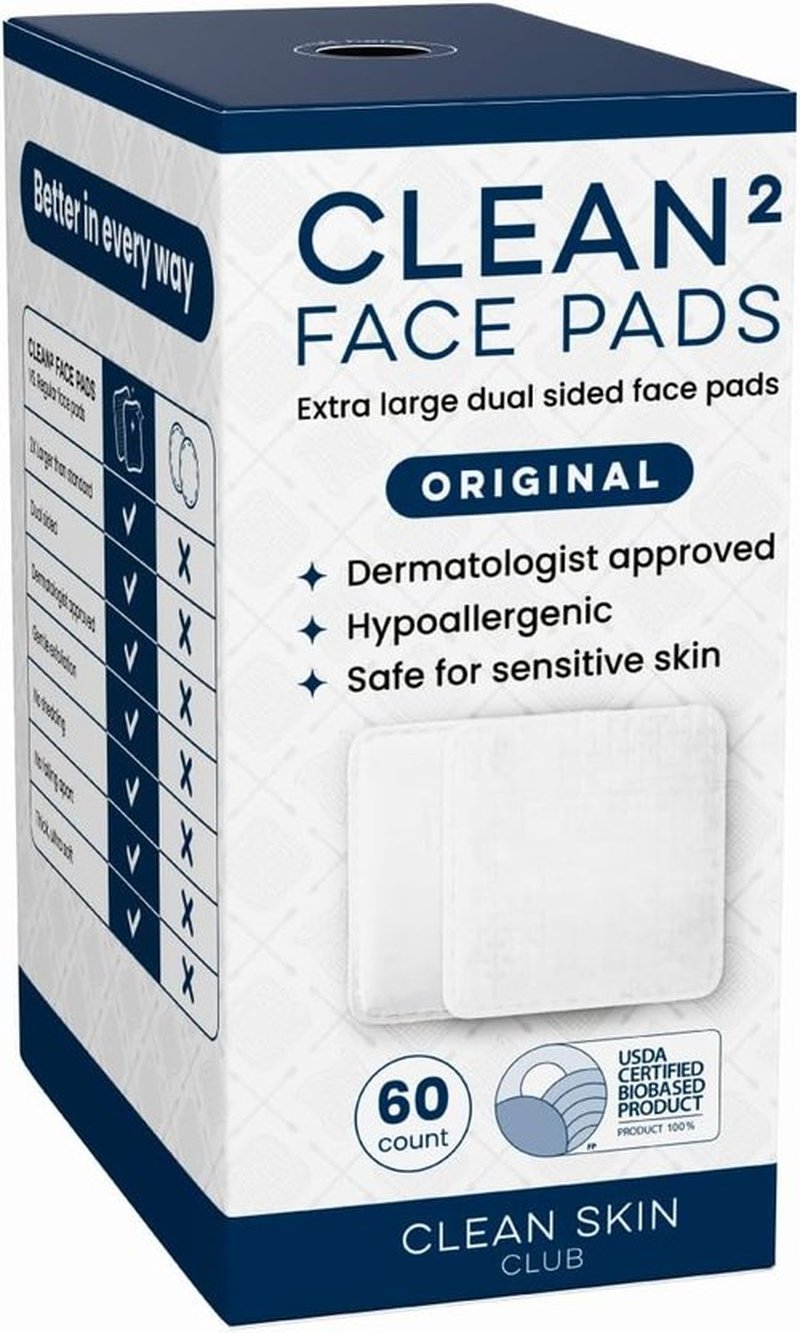 Clean Skin Club Clean² Pads 2.0 - Ultra Soft, Textured Face Pads with Triple Layers | Organic Cotton, No Shedding