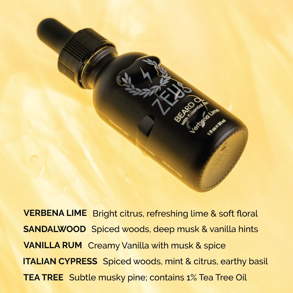 ZEUS Natural Beard Oil for Men with Essential Oils (Sandalwood)