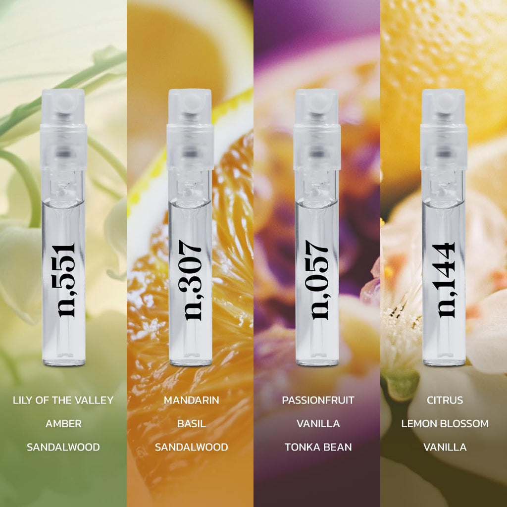 Noteworthy Fragrance Sampler Set | Luxury Perfume Samples | Includes Credit Toward 100ml Purchase | Notes of Vanilla, Sandalwood, Citrus & More | Cruelty-Free, Made in USA (Best Sellers - 8 Samples)