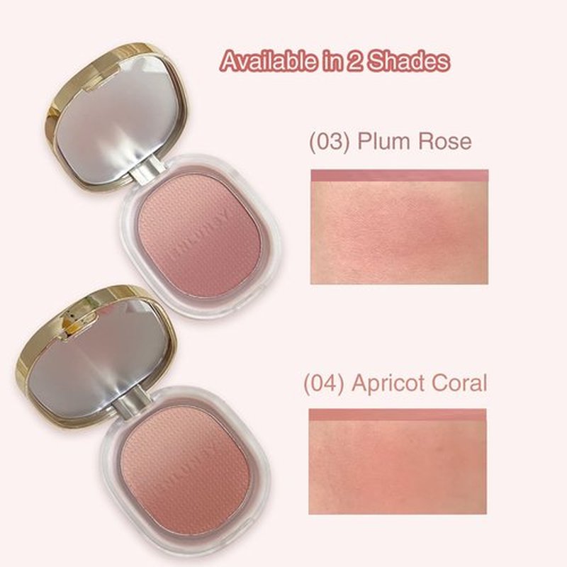 Lilyloria Matte Face Blush Powder for ‌Cheeks‌ with Brush ‌Blendable‌ Long-wear Olive complexion Talc-free (03) Plum Rose