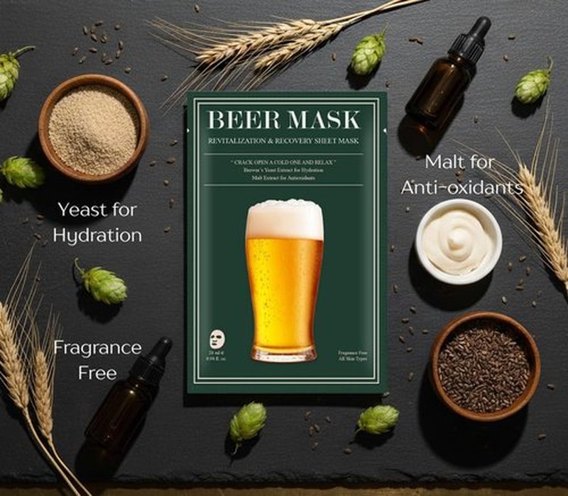 Beer Mask Bachelor Party Pack – 4 Beer Inspired Sheet Masks for Men, Funny Groomsmen Gift, Bachelor Party Favors, Men’s Hydrating Face Mask