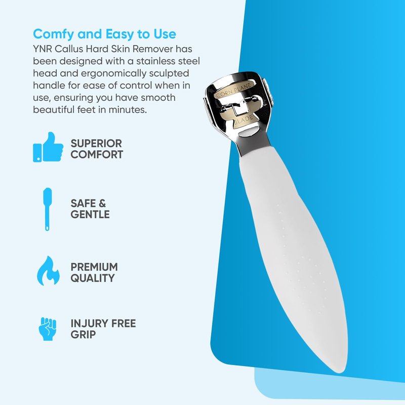 YNR Stainless Steel Calus, Remover for Feet, Foot Scraper & Callus Shaver, Calloused Feet Remover (White)