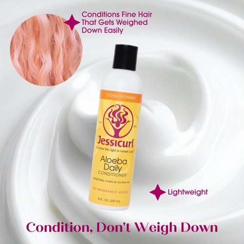 Jessicurl Aloeba Daily Conditioner - Nourishing Leave-In for Curly Hair, Citrus Lavender, 8 Fl Oz