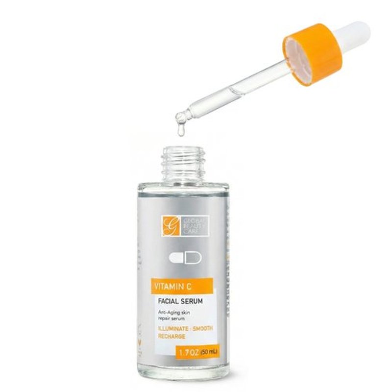 Global Beauty Care Vitamin C Facial Serum - Facial Treatment Serum with Hyaluronic Acid for Uneven Tone & Radiance Appearance Support, Fast Absorbing, Lightweight Hydration, 1.7 fl oz (2-Pack)