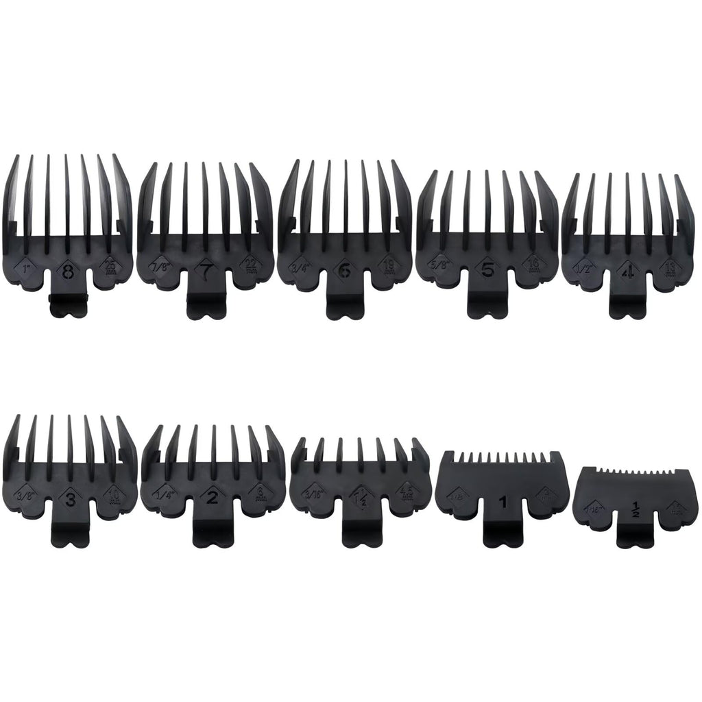 TalaBide 10-Piece Hair Clipper Guards Cutting Combs Fit for Limural K11S/Novah HCL-001/Surker K7S/K9C/K9S - Black