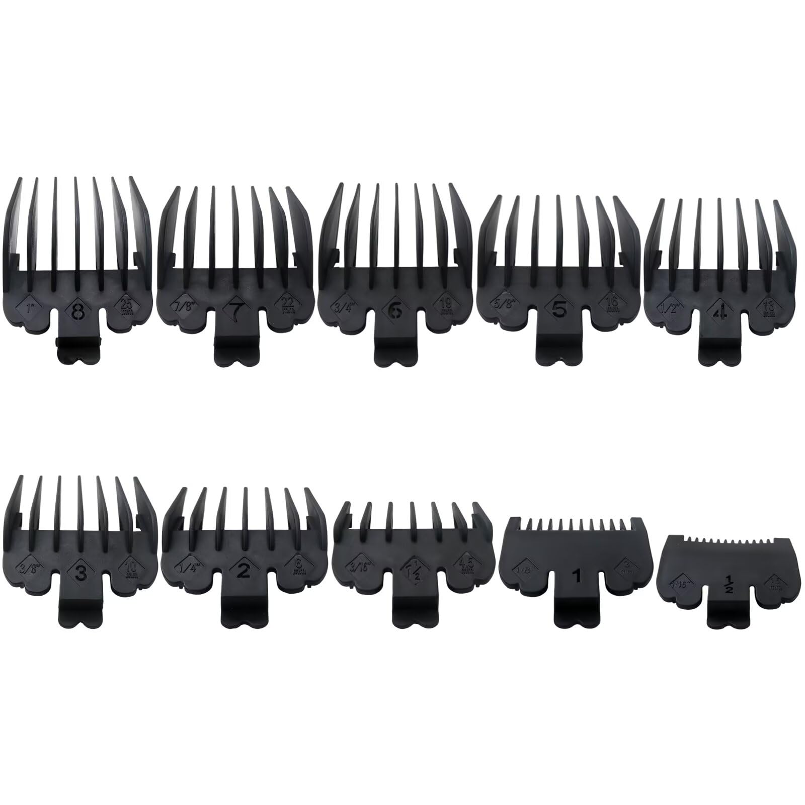 TalaBide 10-Piece Hair Clipper Guards Cutting Combs Fit for Limural K11S/Novah HCL-001/Surker K7S/K9C/K9S - Black