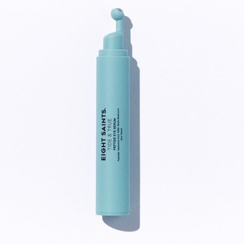 Eight Saints Tide & True Peptide Eye Serum for Puffiness & Wrinkles, Under Eye Roller Ball Treatment for Dark Circles & Fine Lines, Natural & Organic Eye Cream, 0.5 fl oz